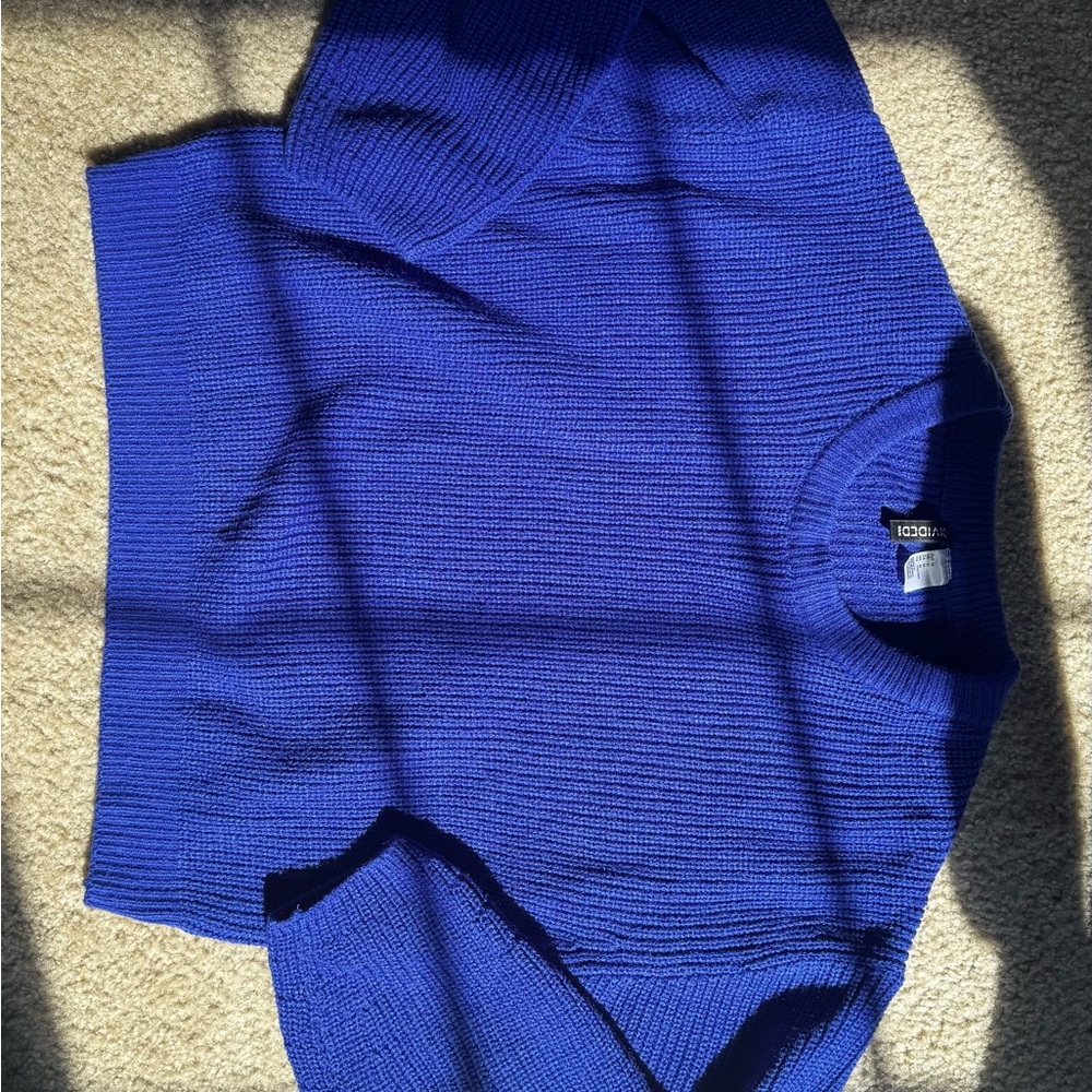 Cropped Cozy Blue Knit Sweater